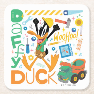 BUGS BUNNY BUILDERS™ DAFFY DUCK™ Work Tools Square Paper Coaster