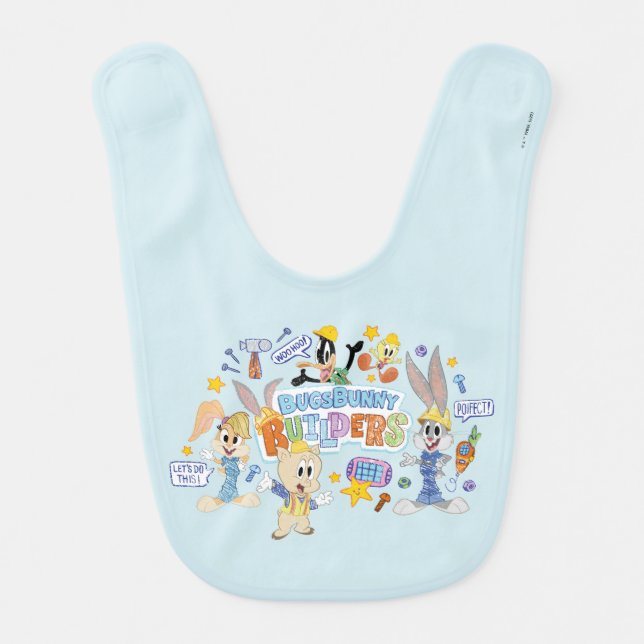 BUGS BUNNY BUILDERS™| Group Sketch Art Baby Bib (Front)