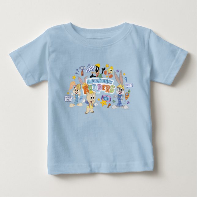 BUGS BUNNY BUILDERS™| Group Sketch Art Baby T-Shirt (Front)