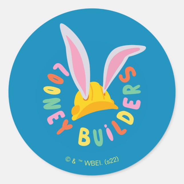 BUGS BUNNY BUILDERS™| Hard Hat Circle Logo Classic Round Sticker (Front)