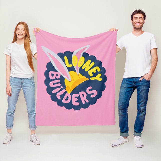 BUGS BUNNY BUILDERS™| Hard Hat Scalloped Logo Fleece Blanket (In Situ)