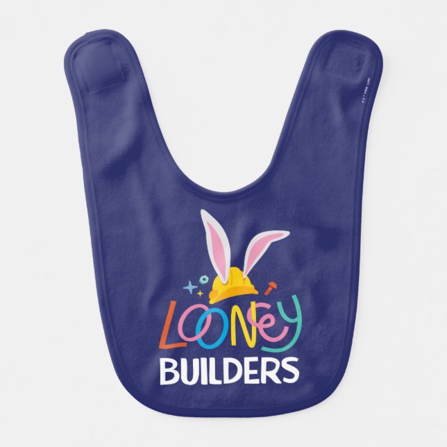 BUGS BUNNY BUILDERS™| Hard Hat Stacked Logo Baby Bib (Front)
