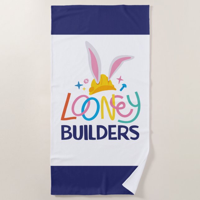 BUGS BUNNY BUILDERS™| Hard Hat Stacked Logo Beach Towel (Front)