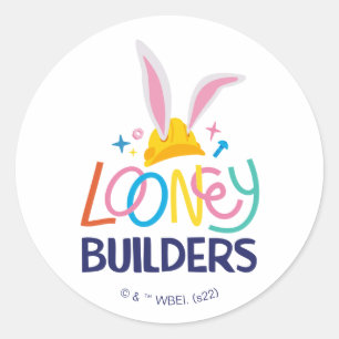 BUGS BUNNY BUILDERS™  Hard Hat Stacked Logo Classic Round Sticker