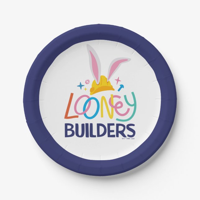 BUGS BUNNY BUILDERS™| Hard Hat Stacked Logo Paper Plates (Front)