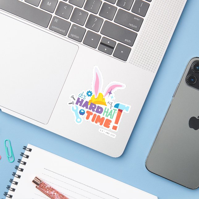 BUGS BUNNY BUILDERS™| It's Hard Hat Time Sticker (Laptop w/ iPhone)