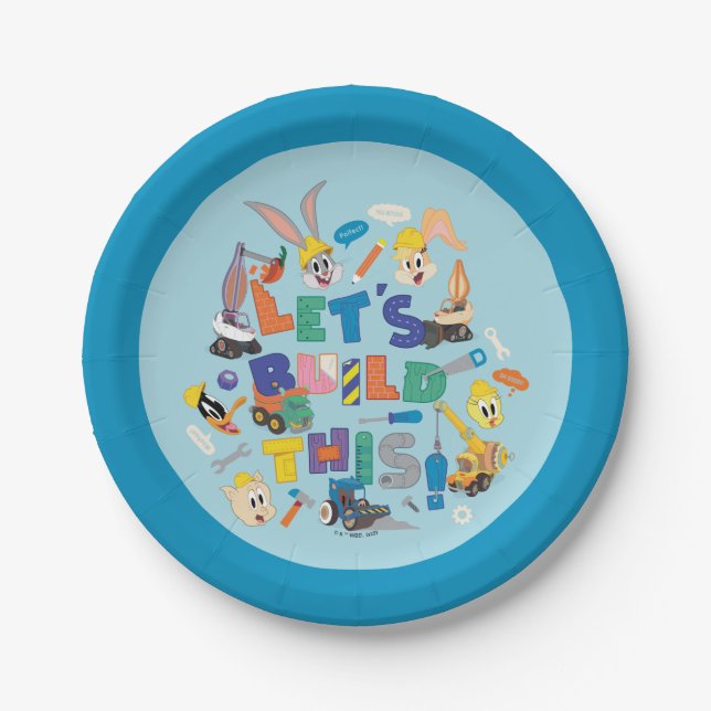 BUGS BUNNY BUILDERS™| "Let's Build This" Collage Paper Plates (Front)