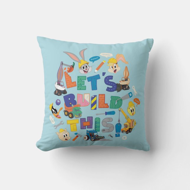 BUGS BUNNY BUILDERS™| "Let's Build This" Collage Throw Pillow (Front)