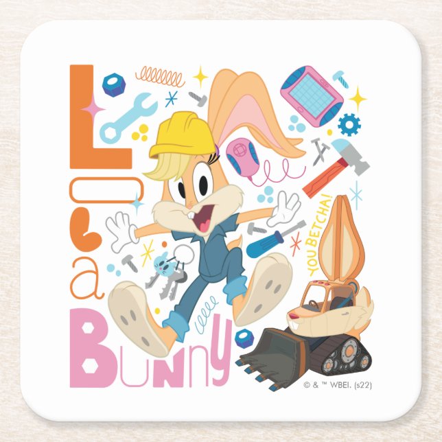 BUGS BUNNY BUILDERS™| Lola Bunny Work Tools Square Paper Coaster (Front)