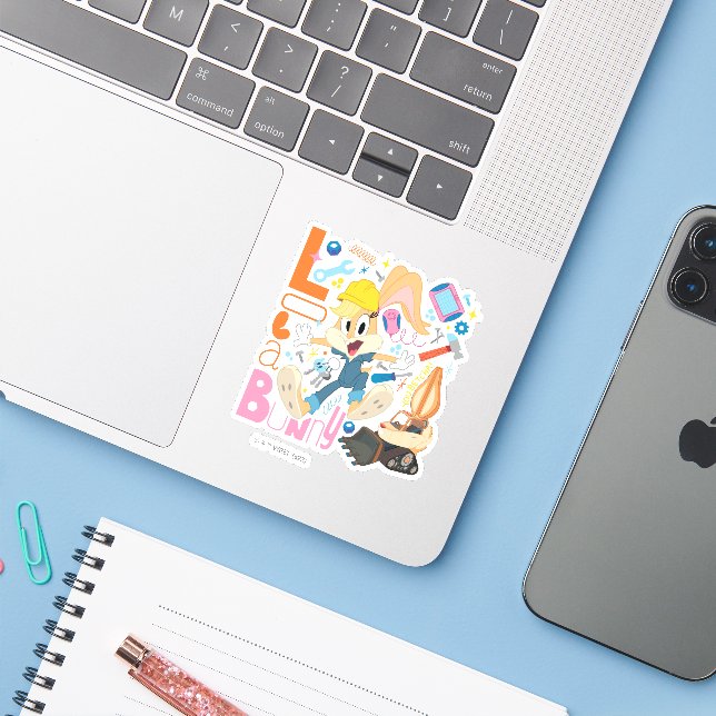 BUGS BUNNY BUILDERS™| Lola Bunny Work Tools Sticker (Laptop w/ iPhone)