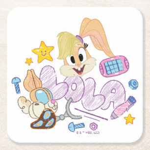 BUGS BUNNY BUILDERS™ Lola Sketch Art Square Paper Coaster