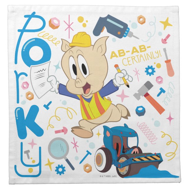 BUGS BUNNY BUILDERS™| Porky Pig Work Tools Cloth Napkin (Front)