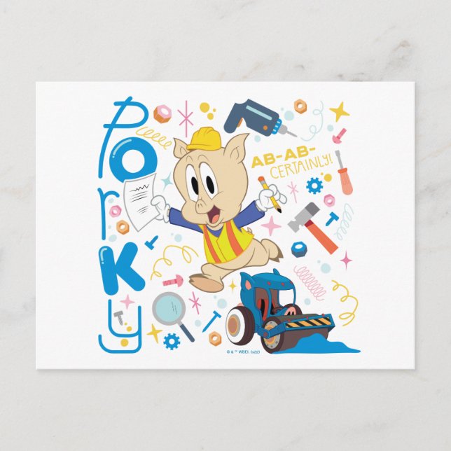 BUGS BUNNY BUILDERS™| Porky Pig Work Tools Postcard (Front)