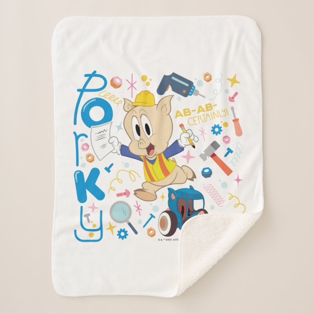 BUGS BUNNY BUILDERS™| Porky Pig Work Tools Sherpa Blanket (Front)