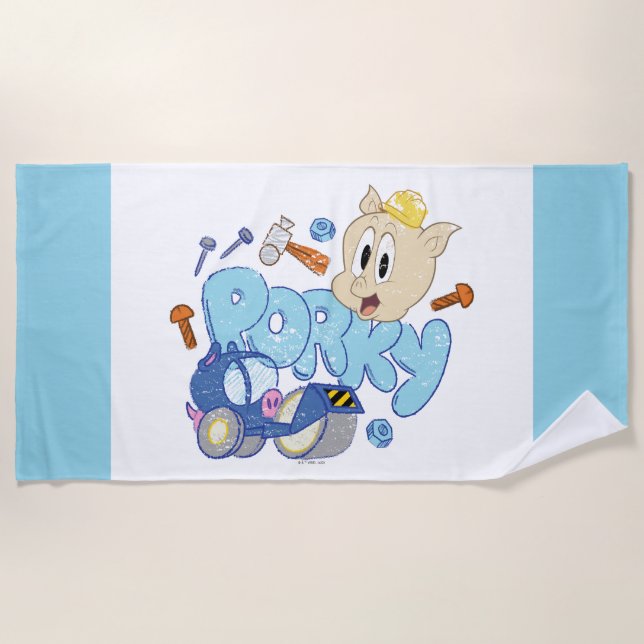 BUGS BUNNY BUILDERS™| Porky Sketch Art Beach Towel (Front)