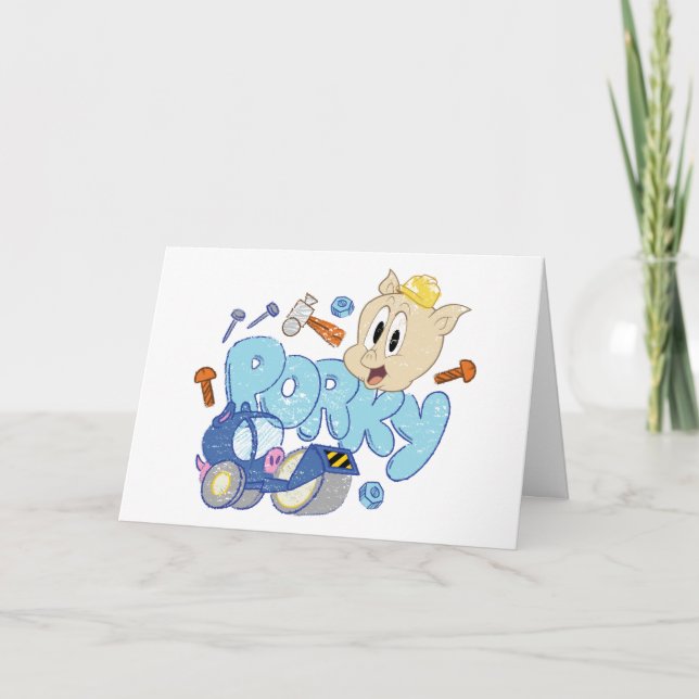 BUGS BUNNY BUILDERS™| Porky Sketch Art Card (Front)