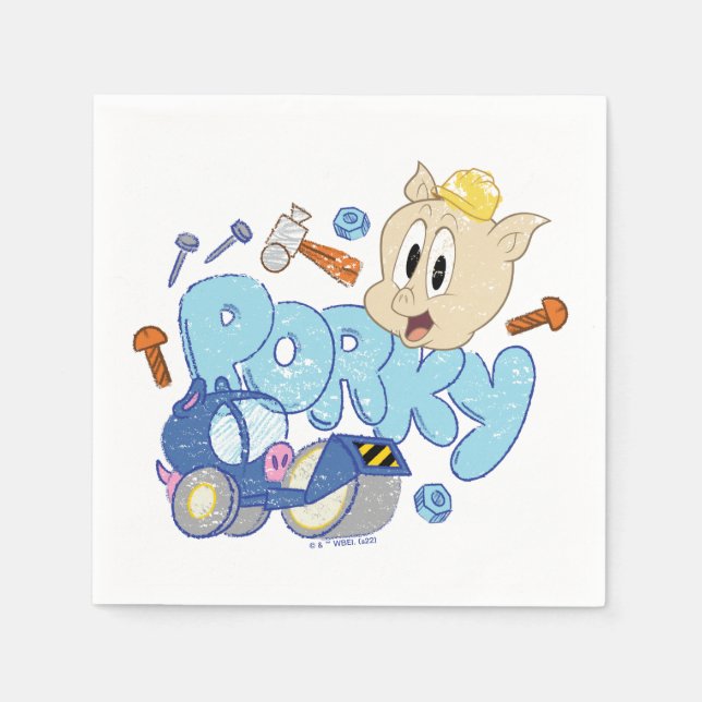 BUGS BUNNY BUILDERS™| Porky Sketch Art Napkins (Front)