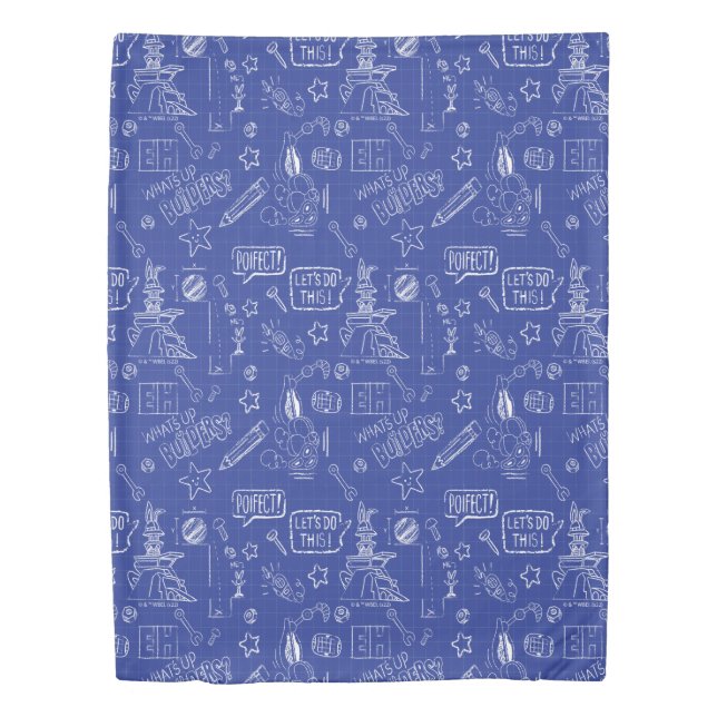 BUGS BUNNY BUILDERS™| Sketch Blueprint Pattern Duvet Cover (Front)