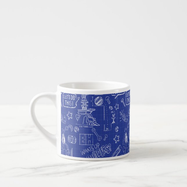 BUGS BUNNY BUILDERS™| Sketch Blueprint Pattern Espresso Cup (Left)