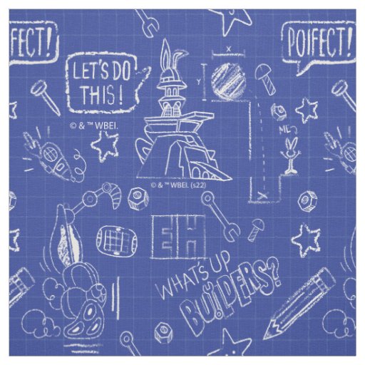 BUGS BUNNY BUILDERS™| Sketch Blueprint Pattern Fabric