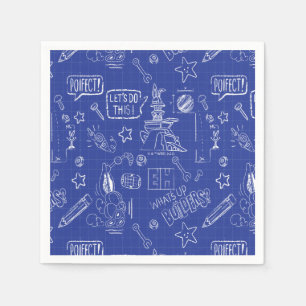 BUGS BUNNY BUILDERS™ Sketch Blueprint Pattern Napkins