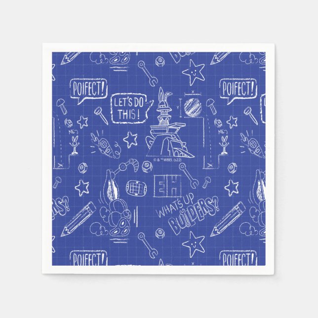 BUGS BUNNY BUILDERS™| Sketch Blueprint Pattern Napkins (Front)