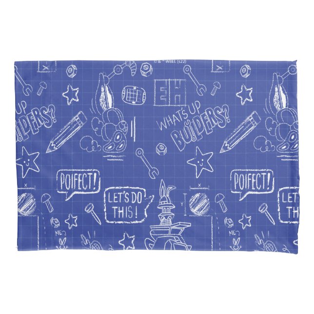 BUGS BUNNY BUILDERS™| Sketch Blueprint Pattern Pillow Case (Front)