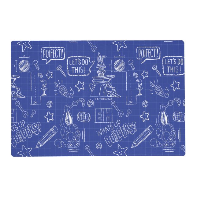 BUGS BUNNY BUILDERS™| Sketch Blueprint Pattern Placemat (Front)