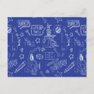 BUGS BUNNY BUILDERS™ Sketch Blueprint Pattern Postcard