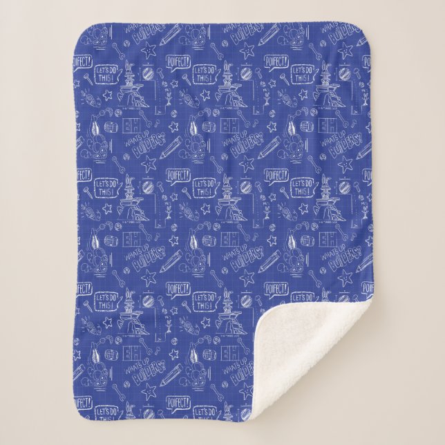 BUGS BUNNY BUILDERS™| Sketch Blueprint Pattern Sherpa Blanket (Front)