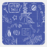 BUGS BUNNY BUILDERS™| Sketch Blueprint Pattern Square Sticker