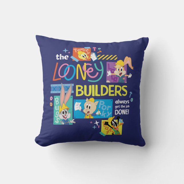 BUGS BUNNY BUILDERS™| The Looney Builders Collage Throw Pillow (Front)