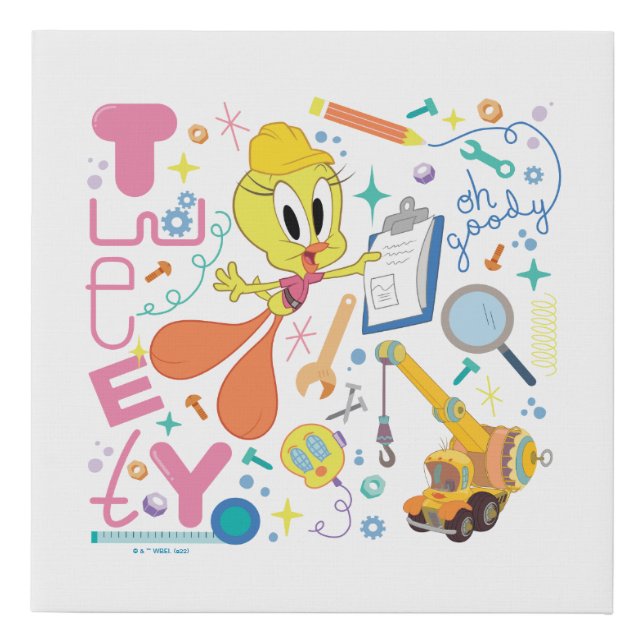 BUGS BUNNY BUILDERS™| TWEETY™ Work Tools Faux Canvas Print (Front)