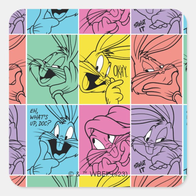 BUGS BUNNY™ Color Block Expressions Square Sticker (Front)