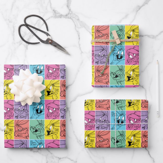 BUGS BUNNY™ Color Block Expressions Wrapping Paper Sheets (Front)