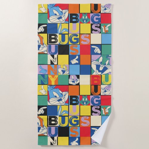 BUGS BUNNY Colorful Name and Face Checker Beach Towel