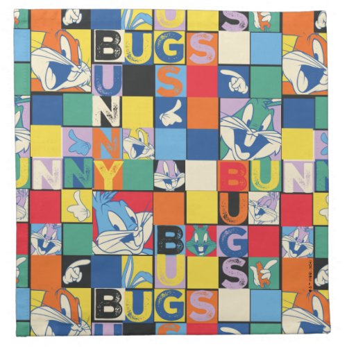 BUGS BUNNY Colorful Name and Face Checker Cloth Napkin