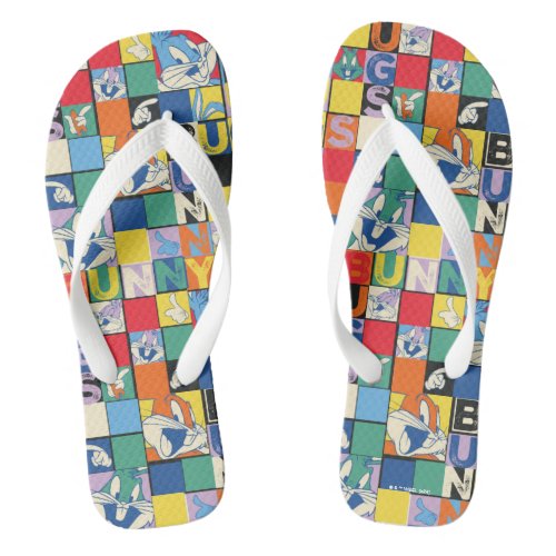 BUGS BUNNY Colorful Name and Face Checker Flip Flops