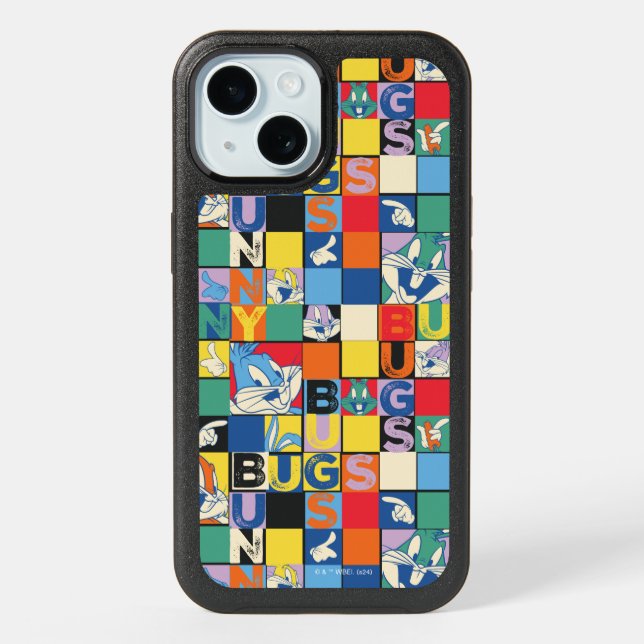 BUGS BUNNY™ Colorful Name and Face Checker iPhone 15 Case (Back)