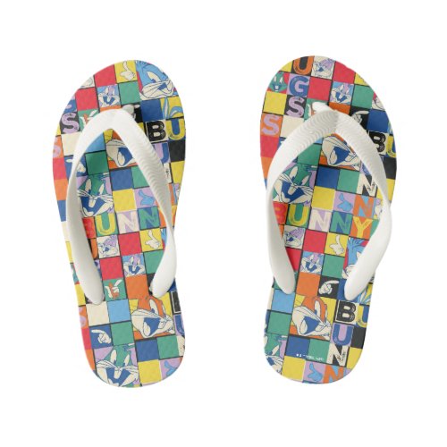 BUGS BUNNY Colorful Name and Face Checker Kids Flip Flops