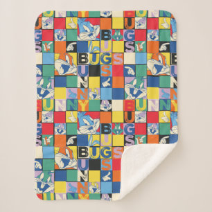 BUGS BUNNY™ Colorful Name and Face Checker Sherpa Blanket
