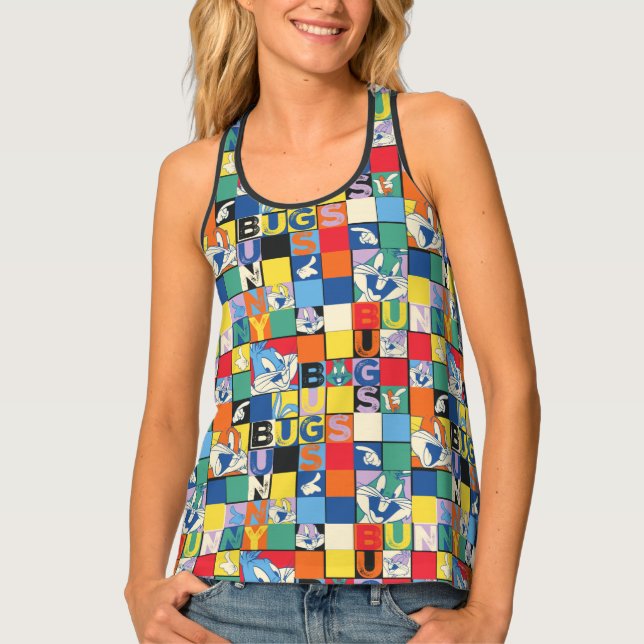 BUGS BUNNY™ Colorful Name and Face Checker Tank Top (Front)