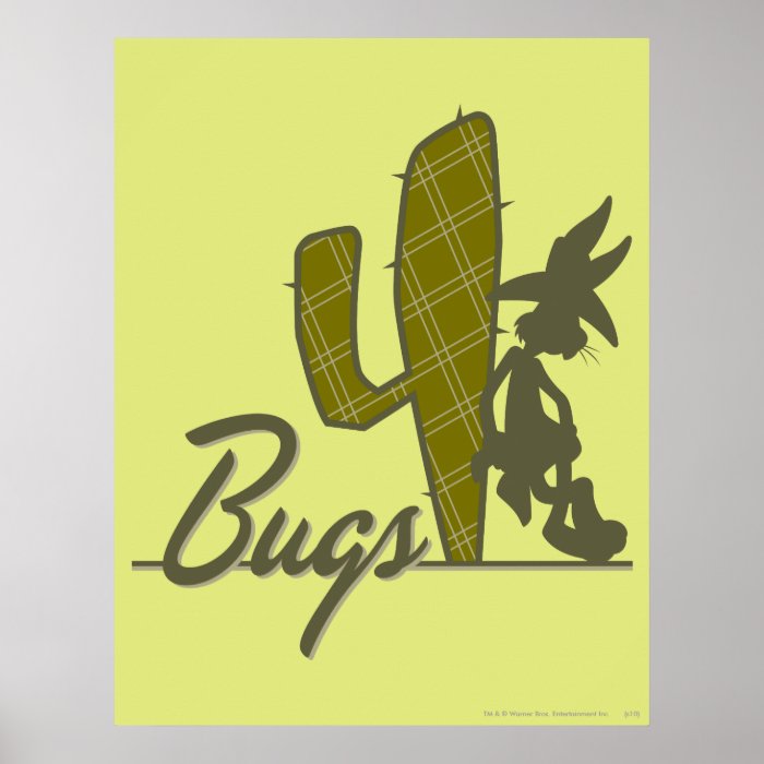 Bugs Bunny Cowboy Leaning on Cactus Poster