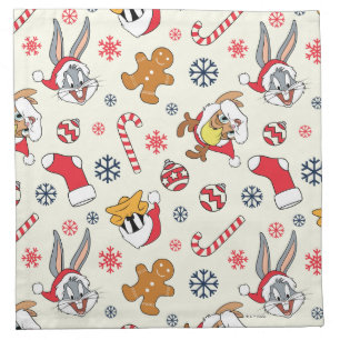 BUGS BUNNY™, DAFFY DUCK™ & Lola Christmas Pattern Cloth Napkin