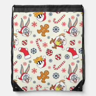 BUGS BUNNY™, DAFFY DUCK™ & Lola Christmas Pattern Drawstring Bag