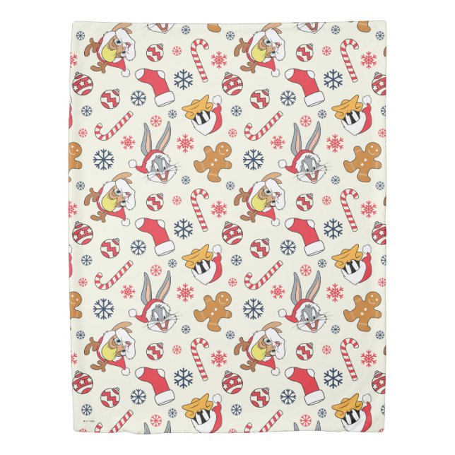 BUGS BUNNY™, DAFFY DUCK™ & Lola Christmas Pattern Duvet Cover (Front)