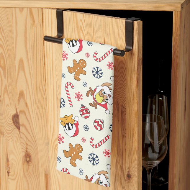 BUGS BUNNY™, DAFFY DUCK™ & Lola Christmas Pattern Kitchen Towel (Thirds Fold)