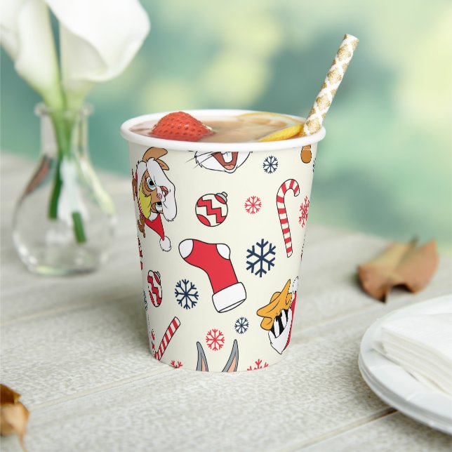 BUGS BUNNY™, DAFFY DUCK™ & Lola Christmas Pattern Paper Cups (Insitu)