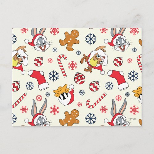 BUGS BUNNY™, DAFFY DUCK™ &amp; Lola Christmas Pattern Postcard