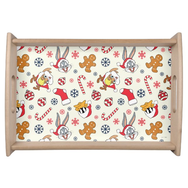 BUGS BUNNY™, DAFFY DUCK™ & Lola Christmas Pattern Serving Tray (Front)